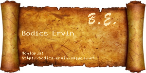 Bodics Ervin névjegykártya